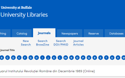 „Anuarul Institutului Revoluției Române din Decembrie 1989” (ediție online) a fost inclus în Catalogul Bibliotecii Universității din Buffalo, New York-SUA.