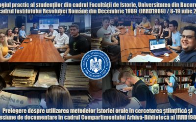 Prelegere despre utilizarea metodelor istoriei orale în cercetarea științifică pentru studenții din cadrul Facultății de Istorie aflați în Stagiul Practic la IRRD1989