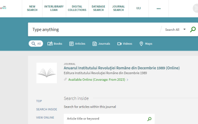 „Anuarul Institutului Revoluției Române din Decembrie 1989”, ISSN 3008-5411 (Online), a fost inclus în Catalogul Bibliotecii Universității Ebraice din Ierusalim
