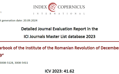 Raport detaliat de evaluare a Anuarului Institutului Revoluției Române din Decembrie 1989   în baza de date ICI Journals Master List 2023