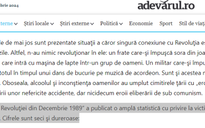 ADEVĂRUL / Adevărul dureros al Revoluţiei: sute de morţi din prostie. „Institutul Revoluţiei din Decembrie 1989“ a publicat o amplă statistică