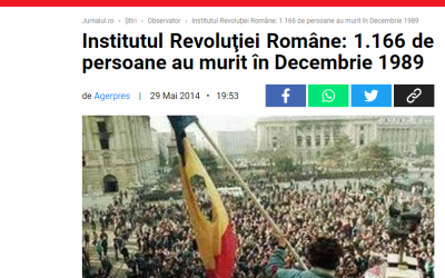 Jurnalul / Institutul Revoluţiei Române: 1.166 de persoane au murit în Decembrie 1989