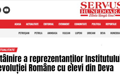 Servus Hunedoara / Întâlnire a reprezentanților Institutului Revoluției Române cu elevi din Deva