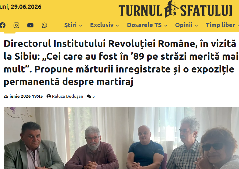 Turnul Sfatului Sibiu: Directorul Institutului Revoluției Române – „Cei care au fost în ’89 pe străzi merită mai mult”